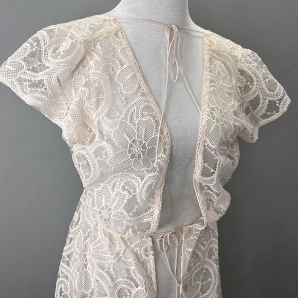 Victorias Secret Dream Angels Lace Kimono Robe sz XS/S Duster Open Front Coverup - Picture 3 of 11